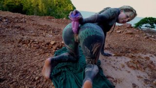 Tattooed teen squirts from anal play in public - hd solo action