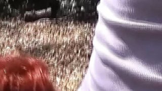 Horny german redhead teen gets fucked hard in park bedroom - amateur outdoor sex